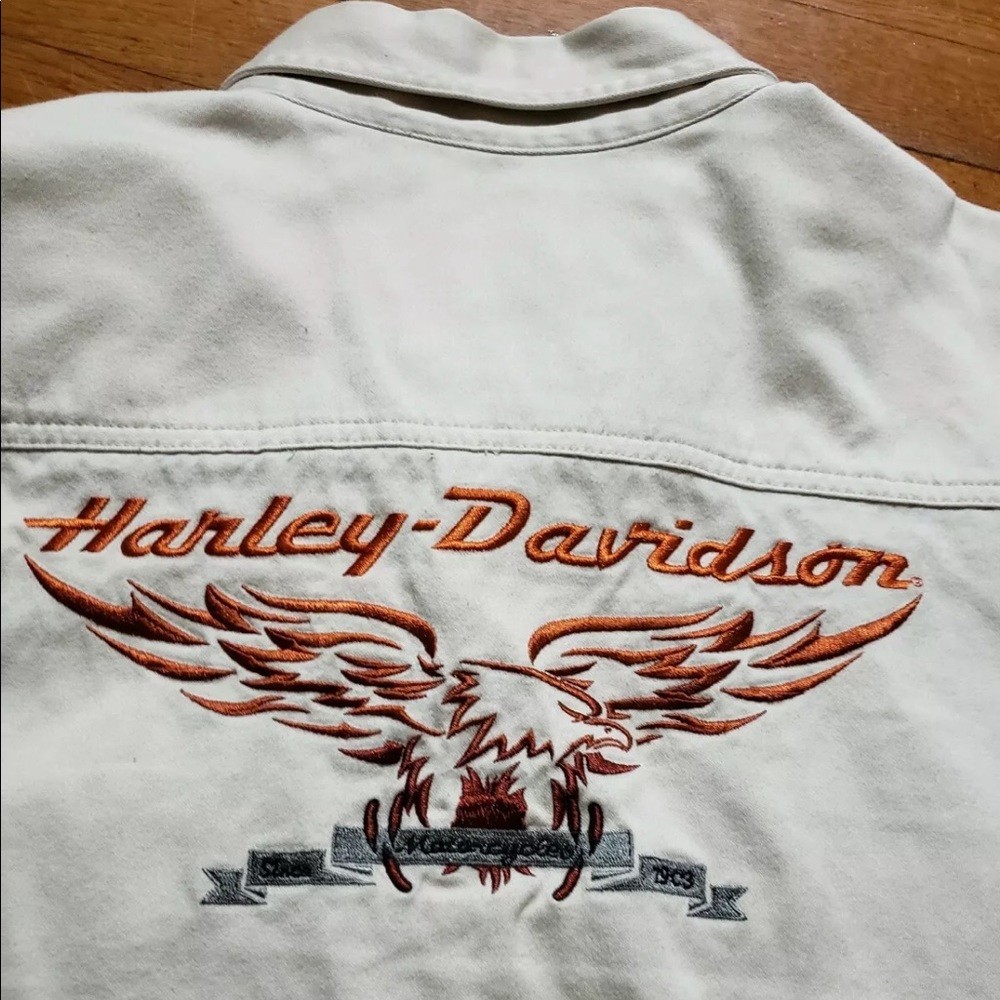 Harley Davidson shirt Khaki Embroidered logo